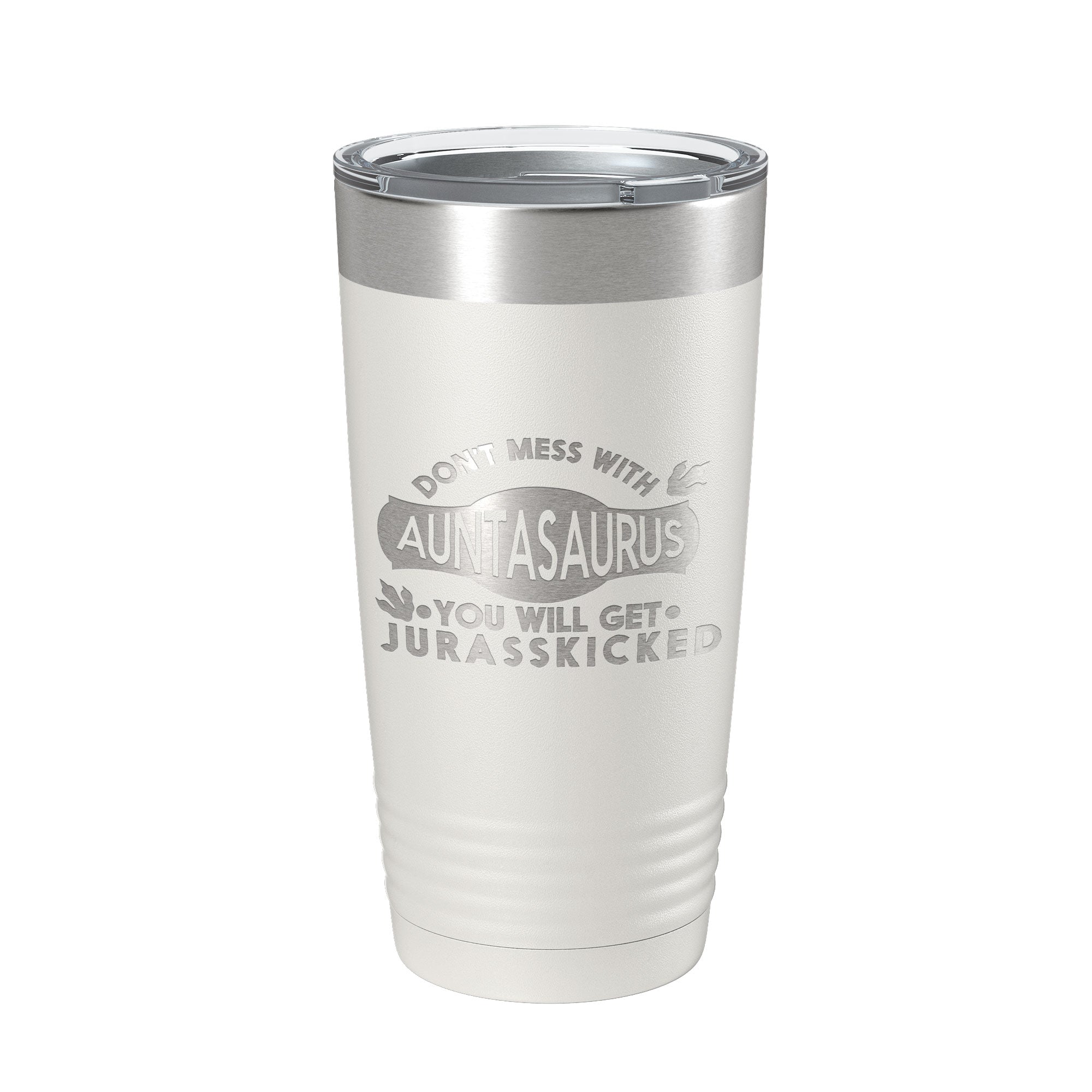 Auntasaurus Tumbler Funny Aunt Gift Travel Mug Jurassic Insulated Laser Engraved Coffee Cup Dinosaur 20 oz