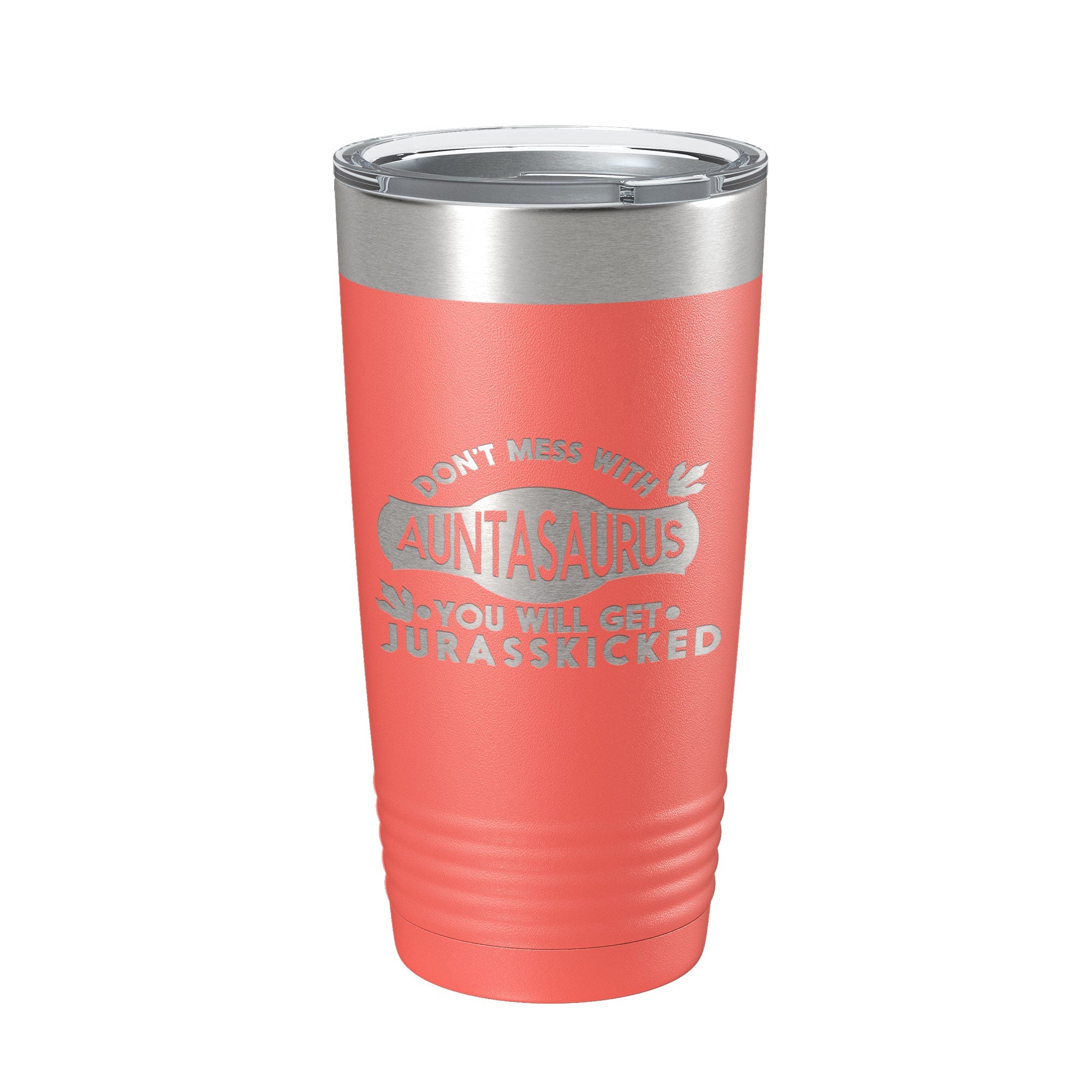 Auntasaurus Tumbler Funny Aunt Gift Travel Mug Jurassic Insulated Laser Engraved Coffee Cup Dinosaur 20 oz