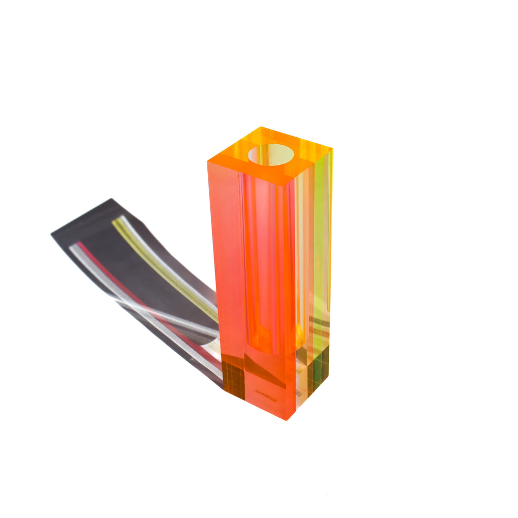 Canetti Acrylic Flower Vase in Yellow/Orange